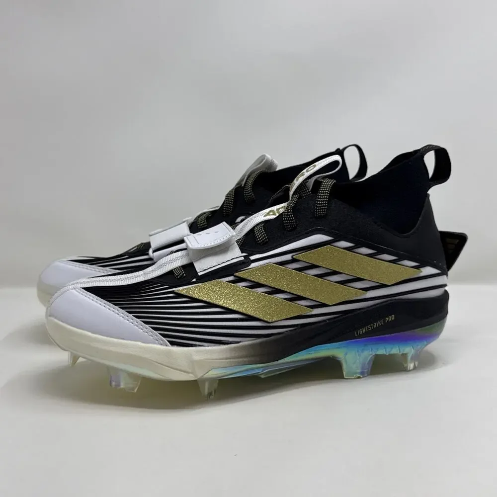 Adidas Adizero Edge+ TPU Core Black Gold Metallic Baseball Cleat JQ7464 Sz 6.5